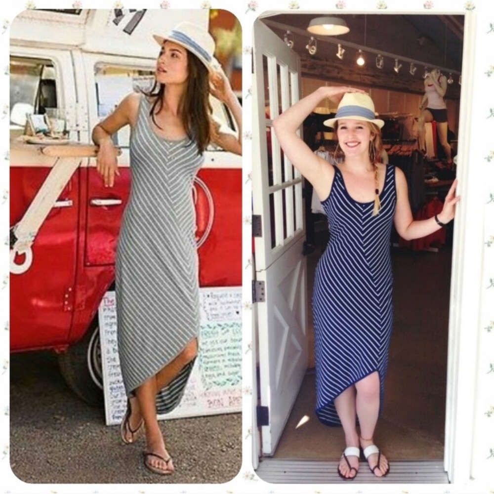 Athleta striped cross shore maxi dress NWOT